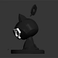 Black Cat Shaped Decorative Ornament Figurine Set With Modern Style Glowing Eyes And Metallic Base 3d model