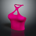 Stylish Pink Halter Neck Sleeveless Fitted Top With Front Cutout Design