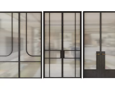 Modern Glass Doors With Black Frames And Unique Designs For Interior Partition 3d model