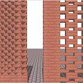 Modern Brick Screen Wall With Perforated Hollowed Design Creating Light Shadow Patterns For Outdoor Space 3d model