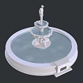 Ornate Garden Fountain With Tiered Stone Structure Statue And Circular Base