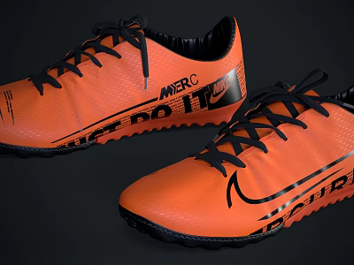 Orange and Black Mercurial Vapor Soccer Shoes with Sleek Athletic Design and Black Laces 3d model