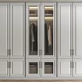 White Modern Wardrobe With Glass Door Hanging Clothes And Folded Garments Storage