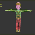 Game and Movie Character 3D Model With Red Black Striped Sweater Ripped Jeans Arms Outstretched