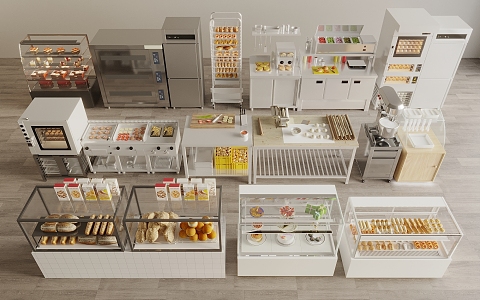 Modern Bread Display Rack Bread Refrigerated Container Bread Shelf Dessert Shop Shelf Bakery Kitchen Equipment 3d model