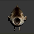 Detailed 3D Rendered Largemouth Bass Fish With Open Mouth Brown White Fins Tail