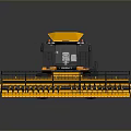 Yellow Agricultural Combine Harvester With Large Reaping Header And Black Cab