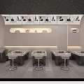 Modern Stylish Hair Salon Interior With Starry Ceiling And Comfortable Professional Hair Washing Workstations