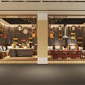 Traditional Chinese Tea House Interior With Cozy Sofa Seating Potted Plants And Wall Decor