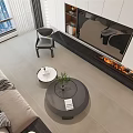 Modern Living and Dining Room Interior With Pendant Light Sofa Coffee Table And Plant