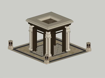 Small Square Architectural Design With Columns Top Decorative Pillars And Paved Ground 3d model
