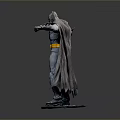 Batman Sculpture Carving With Blue Costume Yellow Logo Black Cape And Outstretched Arms