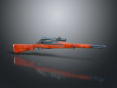 Vintage Bolt Action Rifle With Wooden Stock And Scope Detailed Design 3d model