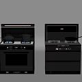 Modern Black Integrated Kitchen Cookers With Gas Burners Range Hoods And Control Panels