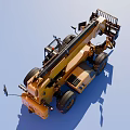Yellow Construction Telehandler With Telescopic Boom Large Tires And Fork Attachment 3d model