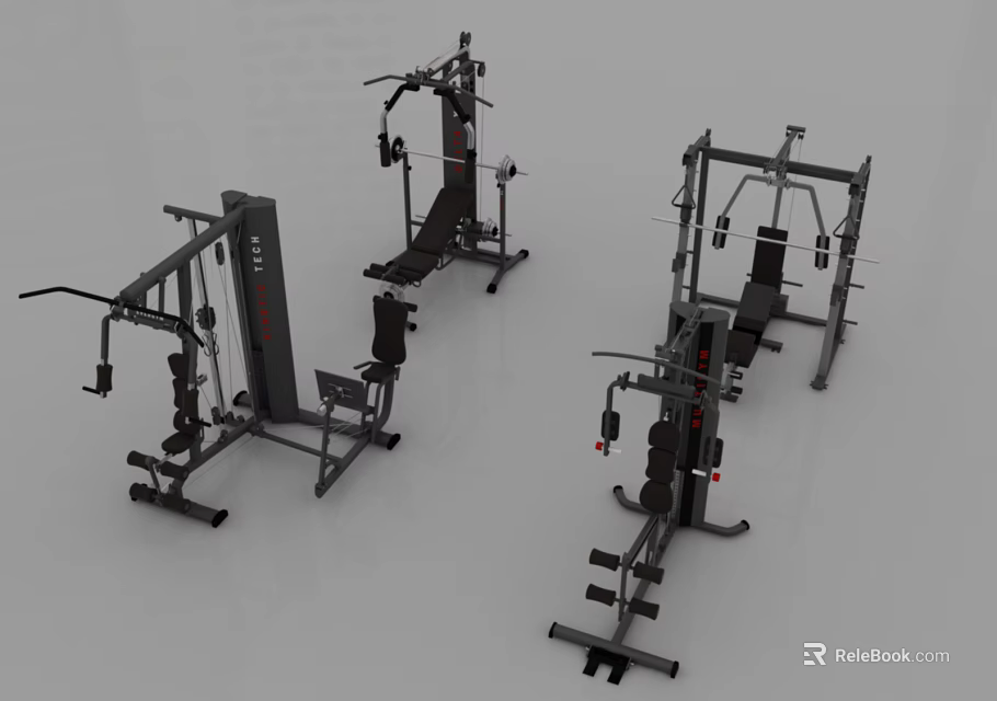 Multi functional Fitness Equipment Including Training Machines And Weight Lifting Racks For Gym Use 3d model 