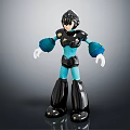 Blue Black Robot Character Action Figure With White Gloves Standing Pose Design 3d model