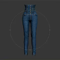 Blue High Waist Corset Design Denim Jeans With Slim Fit Long Pants