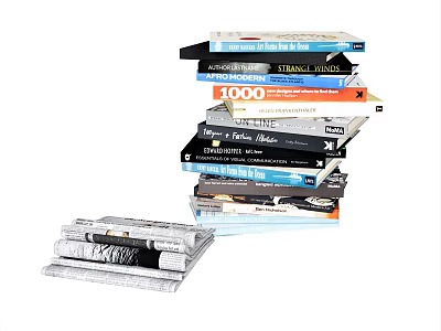 Stack of Diverse Books and Magazines with Colorful Covers and Various Topics 3d model