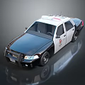 Modern Black And White Police Car With Roof Lights Badge And Push Bumper
