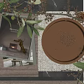 Elegant Decorative Ornament Set With Pink Bowl Olive Branches Pine Cones And Magazine