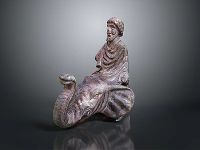 Traditional Stone Sculpture Depicting Man Seated On Elephant With Intricate Details 3d model