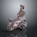 Traditional Stone Sculpture Depicting Man Seated On Elephant With Intricate Details