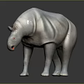Grey Rhinoceros Game Movie Character With Red Eyes And 3D Model Design