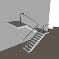 Minimalist Staircase With White Steps And Glass Railings In Neutral Tone