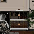 Elegant Modern Bedroom Storage Cabinet With Glass Door Drawers And Decorative Items