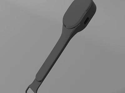 Black Handheld Tool With Long Handle Circular Head And Loop End Design 3d model