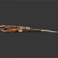 Antique Weapon Knife With Intricately Carved Horn Handle And Dark Wooden Sheath