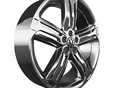 Stylish Tire with Silver Spoke Wheel Rim and Volkswagen Logo Design 3d model