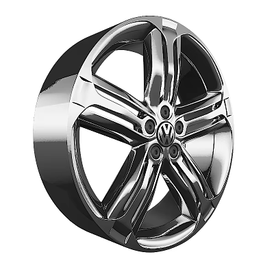 Stylish Tire with Silver Spoke Wheel Rim and Volkswagen Logo Design 3d model
