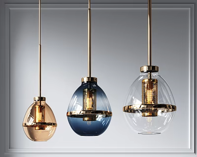 Stylish Modern Pendant Lights With Glass Shades And Metal Frames For Home Decor 3d model