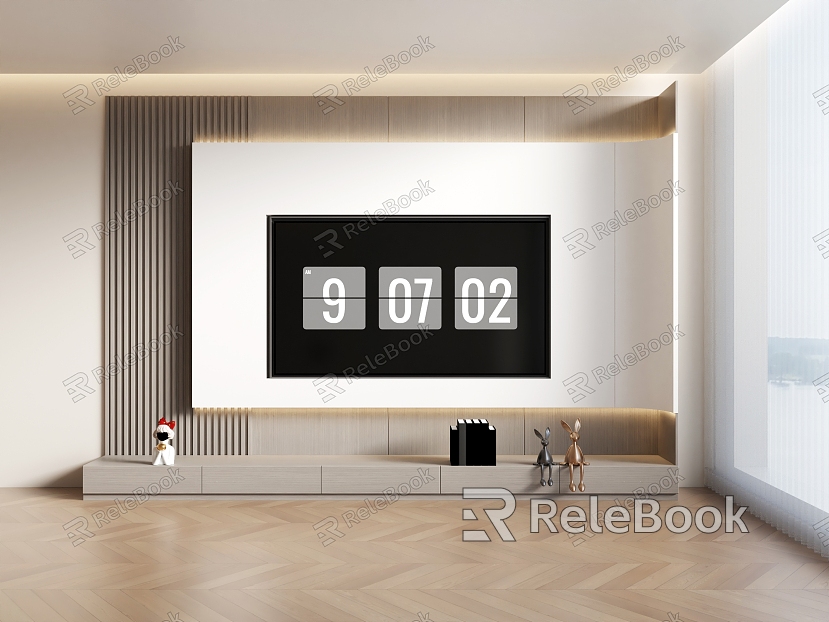 TV background wall black white gray background wall TV cabinet TV wall model