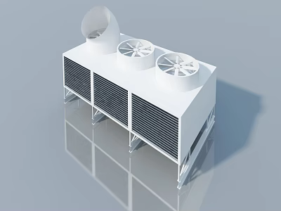 Industrial Swing Door Equipment With White Casing Top Circular Fans And Metal Brackets 3d model