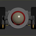 Robot Character With Red Top Transparent Body Metallic Structure Mechanical Arms And Wheels