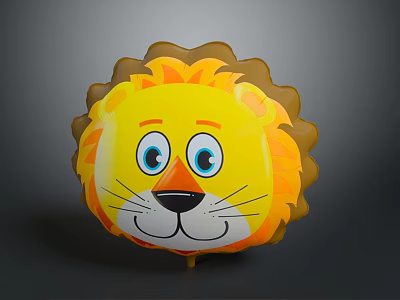 Cartoon Lion With Big Blue Eyes Smiling Face Yellow Body And Orange Mane Balloon Design 3d model