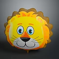 Cartoon Lion With Big Blue Eyes Smiling Face Yellow Body And Orange Mane Balloon Design