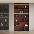 Elegant Modern Bookcase With Layered Shelves Built-in Lighting And Decorative Accents