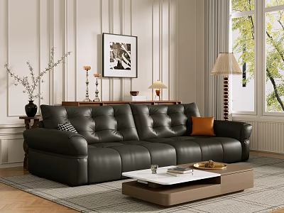 Middle Ancient Sofa Combination Coffee Table Carpet Multiplayer Sofa 3d model