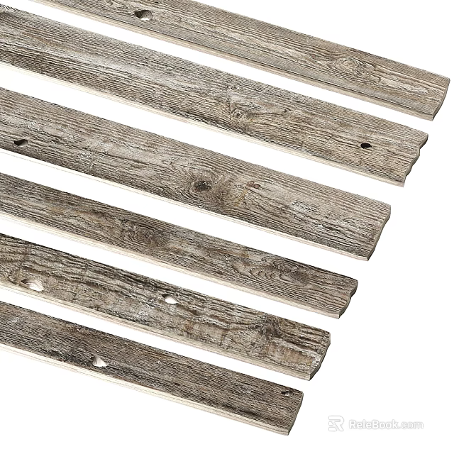 Rustic Wood Planks For Bed Accent Wall Decoration 3d model 