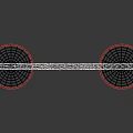 Outdoor Playground Swings with Two Red Black Mesh Seats and White Curved Frame