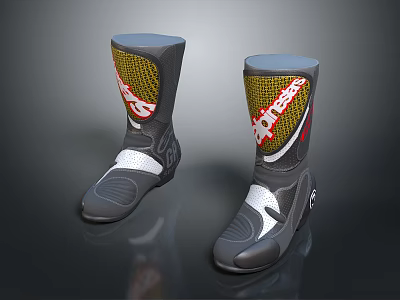 Comfortable Spidiess Boots Featuring Black Yellow Red Design And Breathable Mesh For Daily Wear 3d model