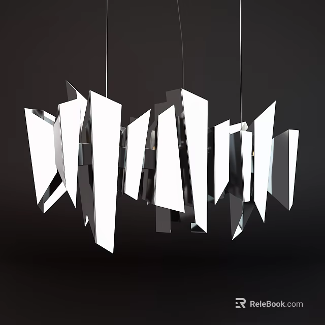 Modern Luxurious Chandelier Design With Geometric Shapes And Metallic Finish 3d model 