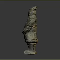 Intricate Ancient Warrior Sculpture Carving With Traditional Armor And Standing Pose