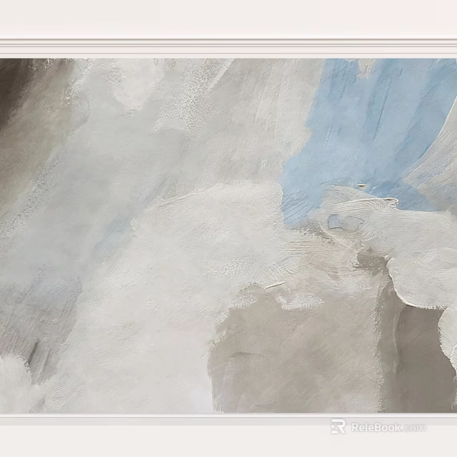 Elegant Modern Luxury Abstract Painting Background Wall With Gray White Blue Brushstrokes 3d model 