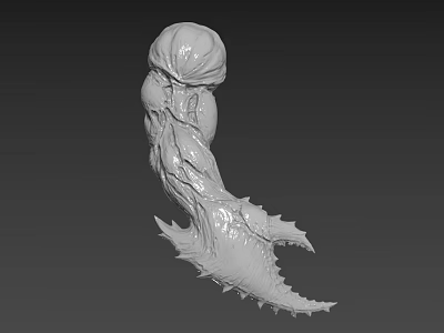 Fantasy Character Creature 3D Model With Detailed Head Textured Body And Spiked Appendages 3d model