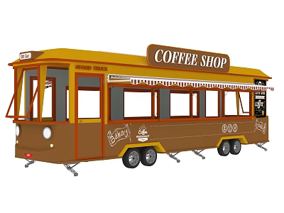 Mobile Coffee Shop Function Cart With Awning Windows And Exterior Design 3d model